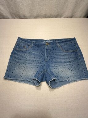 Faded Glory Blue Star-Print Denim Shorts - Size 18